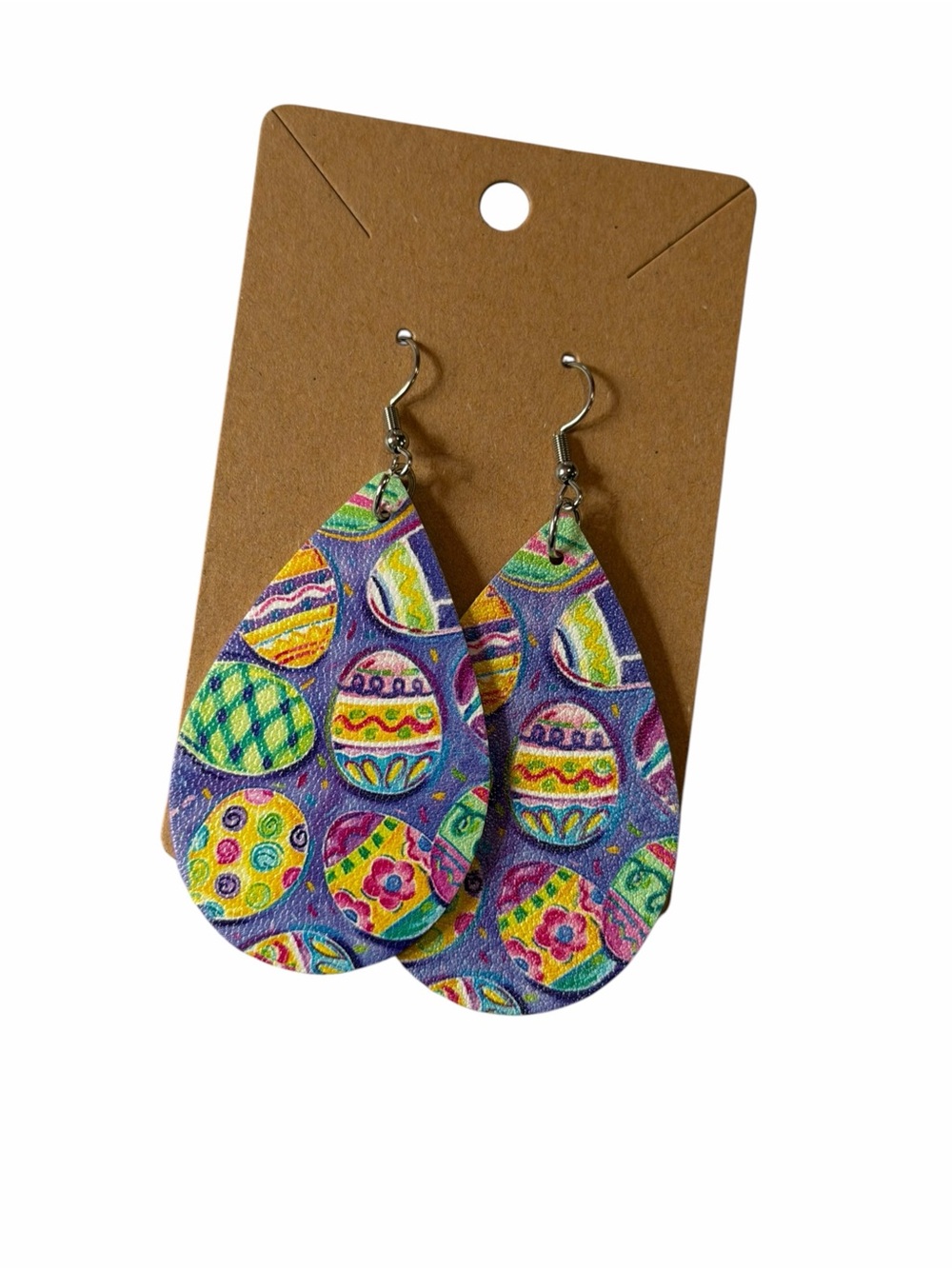 Colorful Easter Egg Teardrop Earrings - Purple
